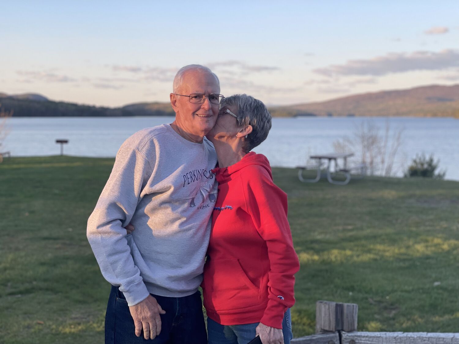 Family by the lake