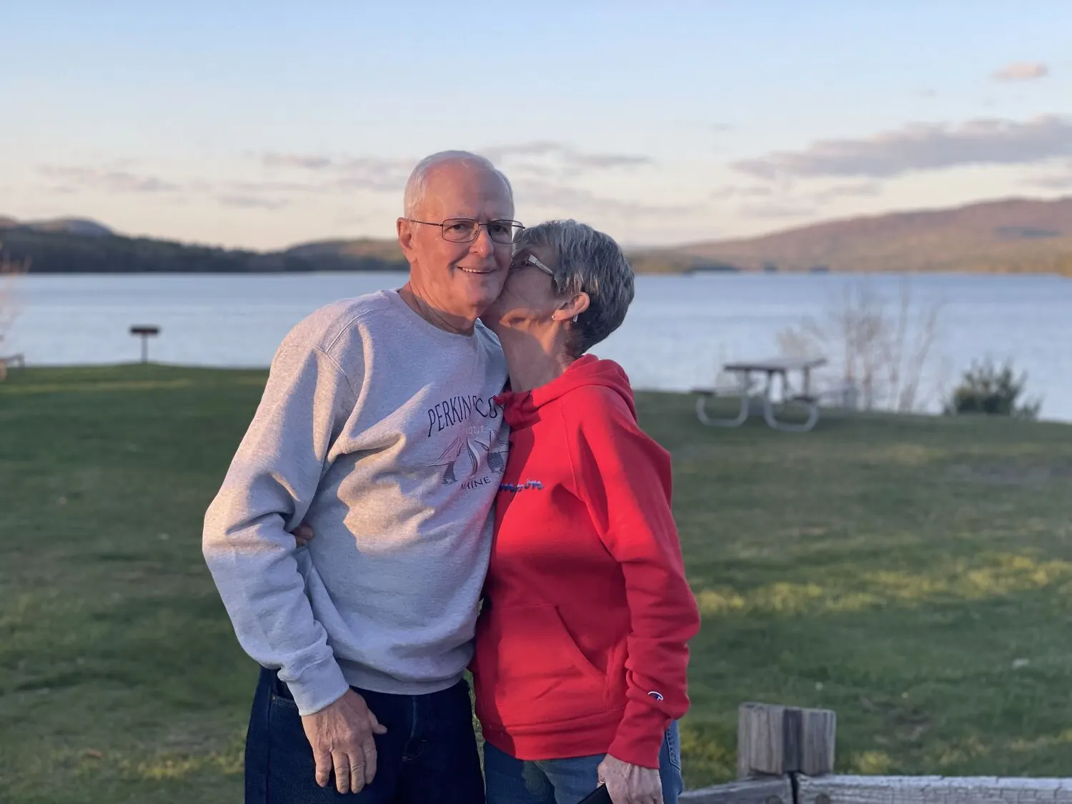 Family by the lake