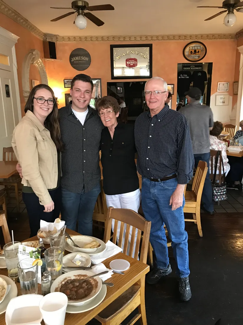 Robert and Patsy out to eat with the grandkids